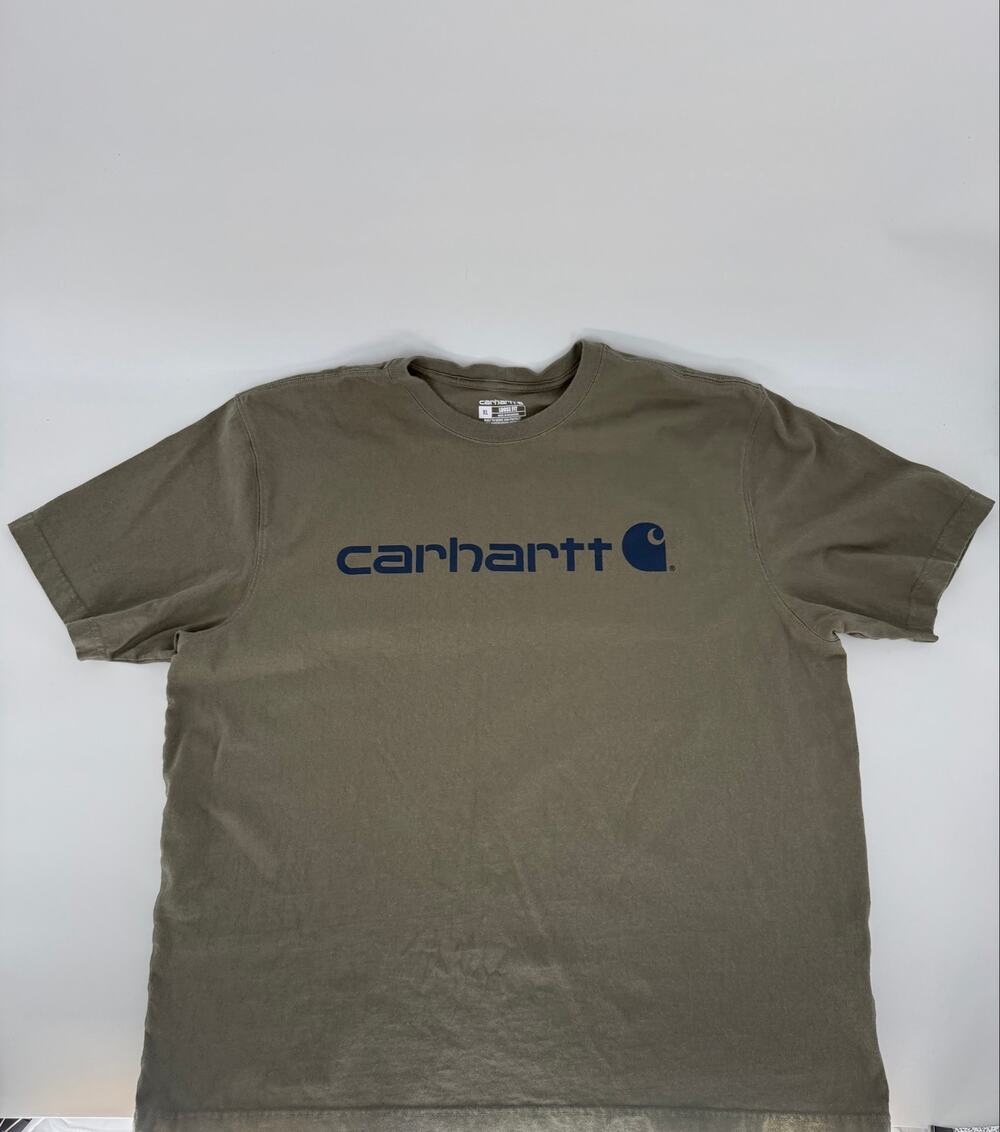 Carhartt K195 Mens XL Dusty Olive Loose Fit Heavyweight Logo Graphic T Shirt